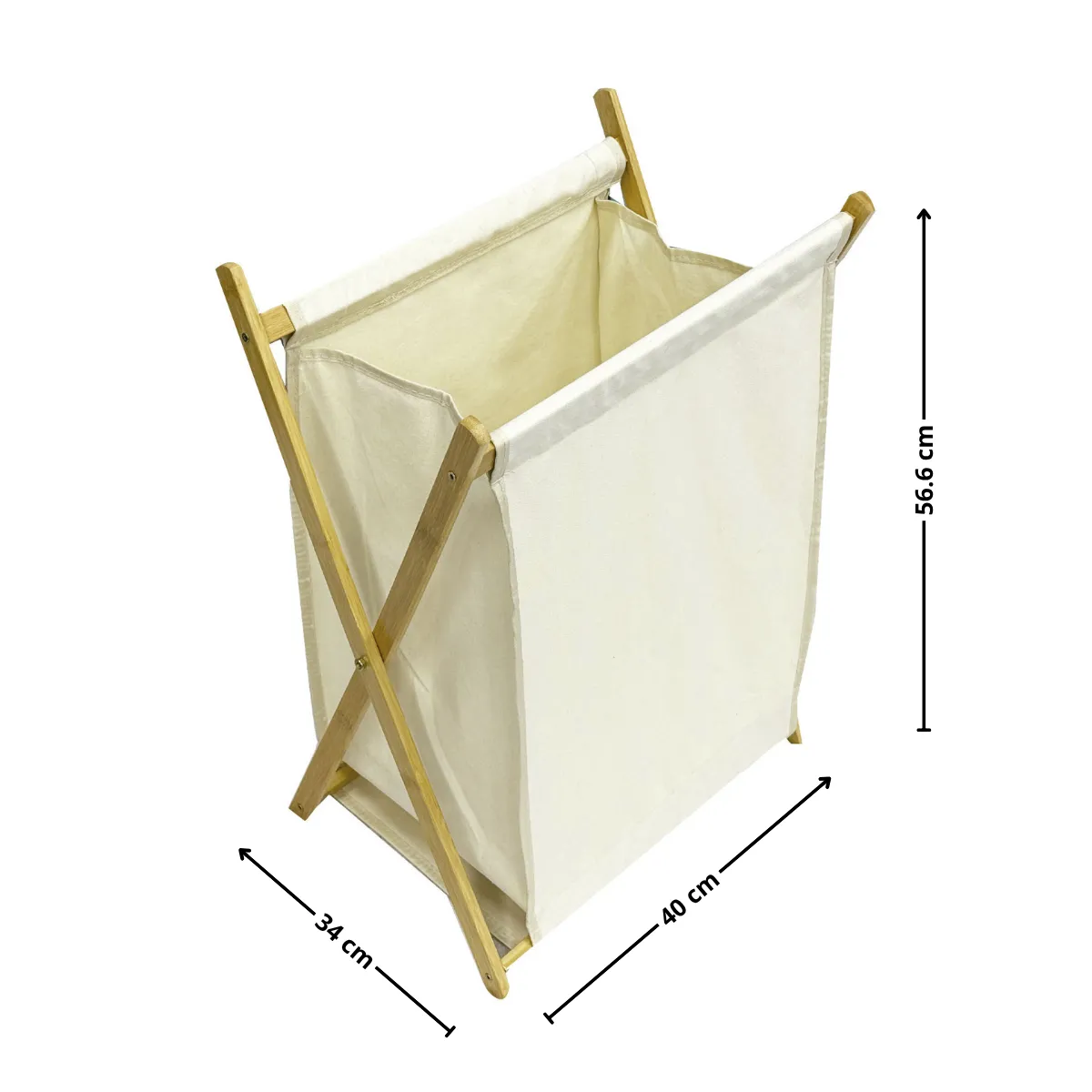 GENERICO - Canasto ropa sucia plegable beige 40x34x56.5cm casa viva