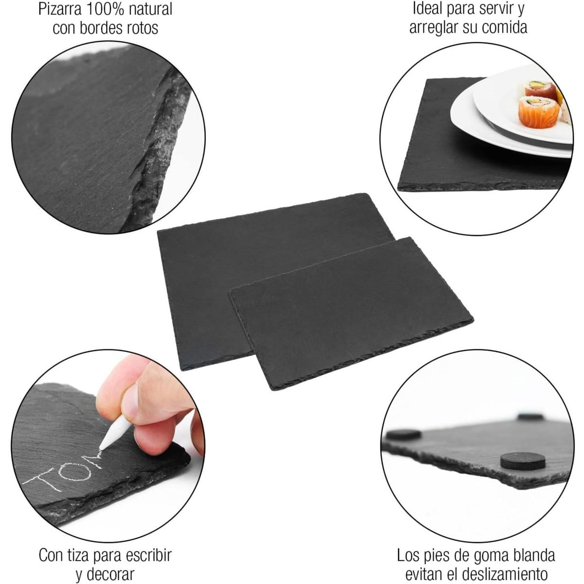GENERICO - Plato Pizarra De Piedra Rectangular 40 x 30cm Para Sushi
