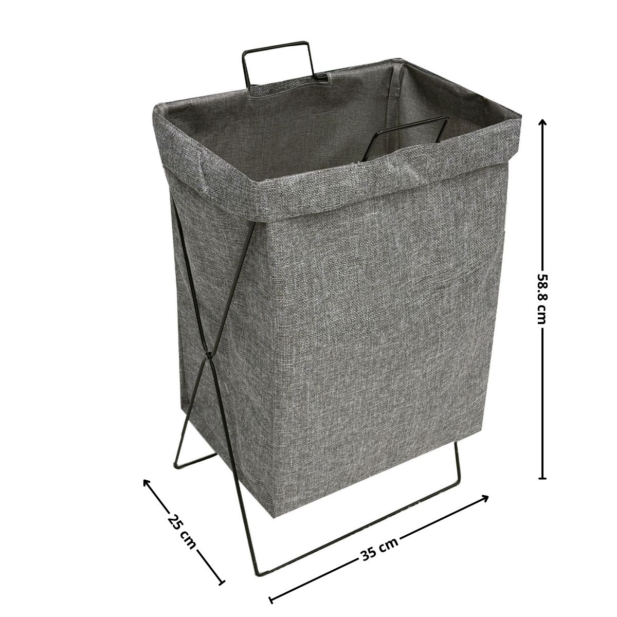 GENERICO - Canasto ropa sucia plegable gris 35x25x58.5cm casa viva