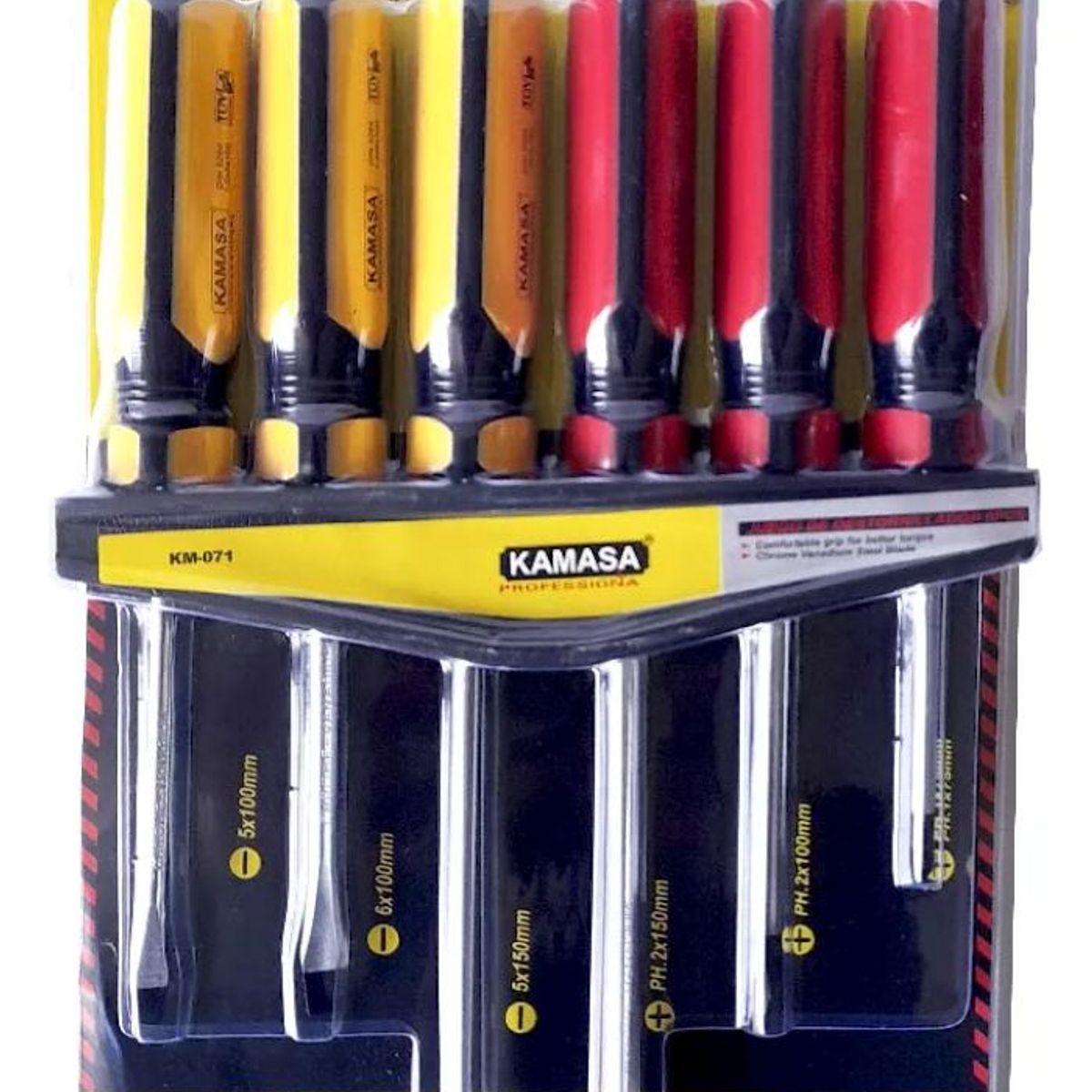KAMASA - Juego 6 Destornilladores Cruz / Paleta Con Imán