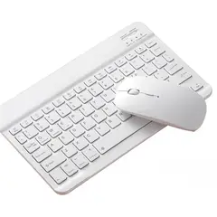 GENERICO - Kit Teclado + Mouse Para Ipad Tablet Celular Pc Bluetooth Blanco