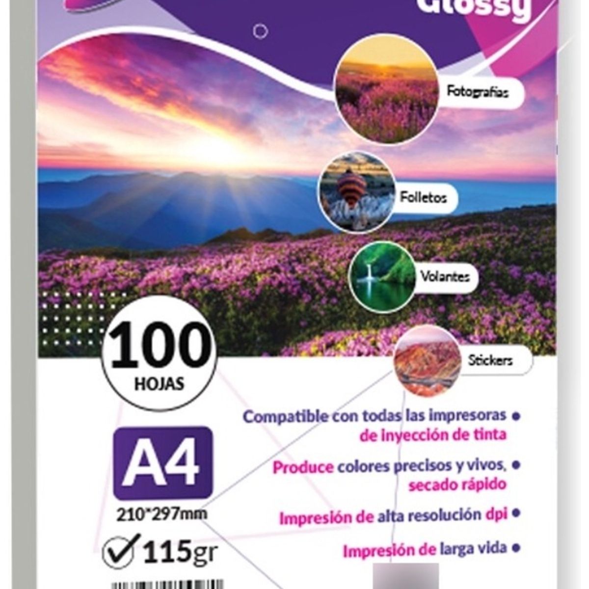 GENERICO - Papel Fotográfico Adhesivo 115 Gr A4 Cursor Pack De 100