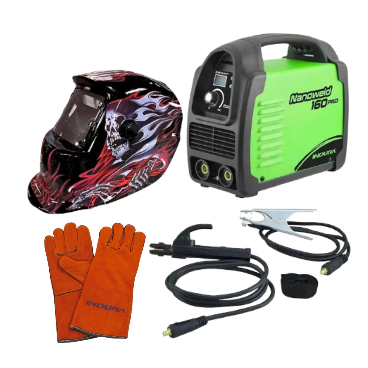INDURA - kit Soldadora Indura160A+Máscara Fotosensible RBLYE66+Guante