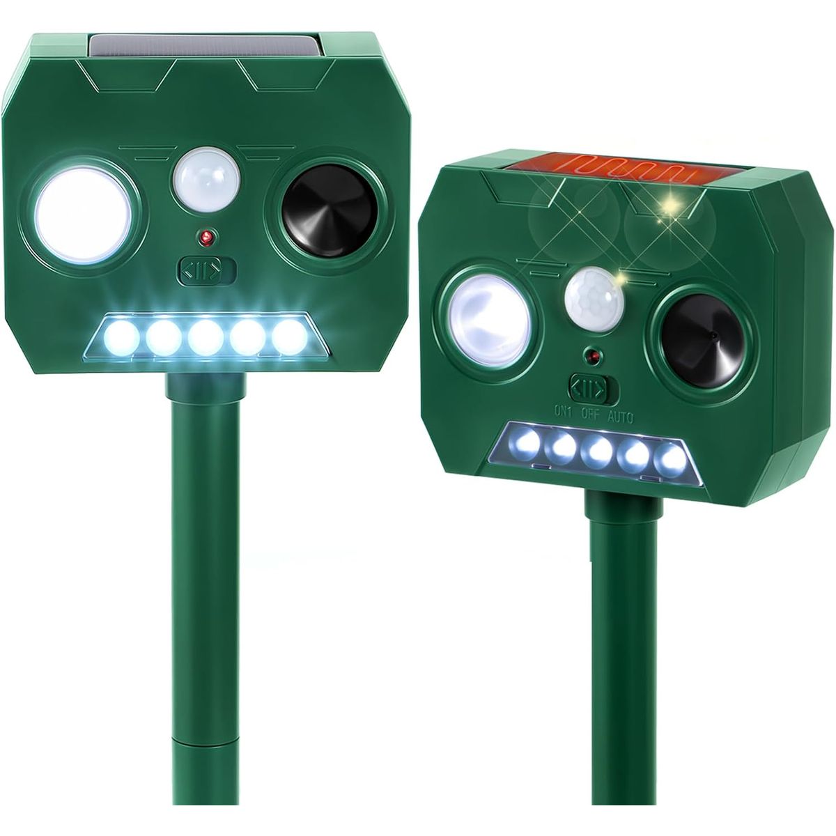 MOVI - Ahuyentador Solar Ultrasónico para Animales con Sensor de Movimiento y Luz LED  Exterior Impermeable