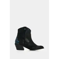 VELEZ - Vélez Botines Texanos De Cuero Gamuzado Mujer Sahara Negro