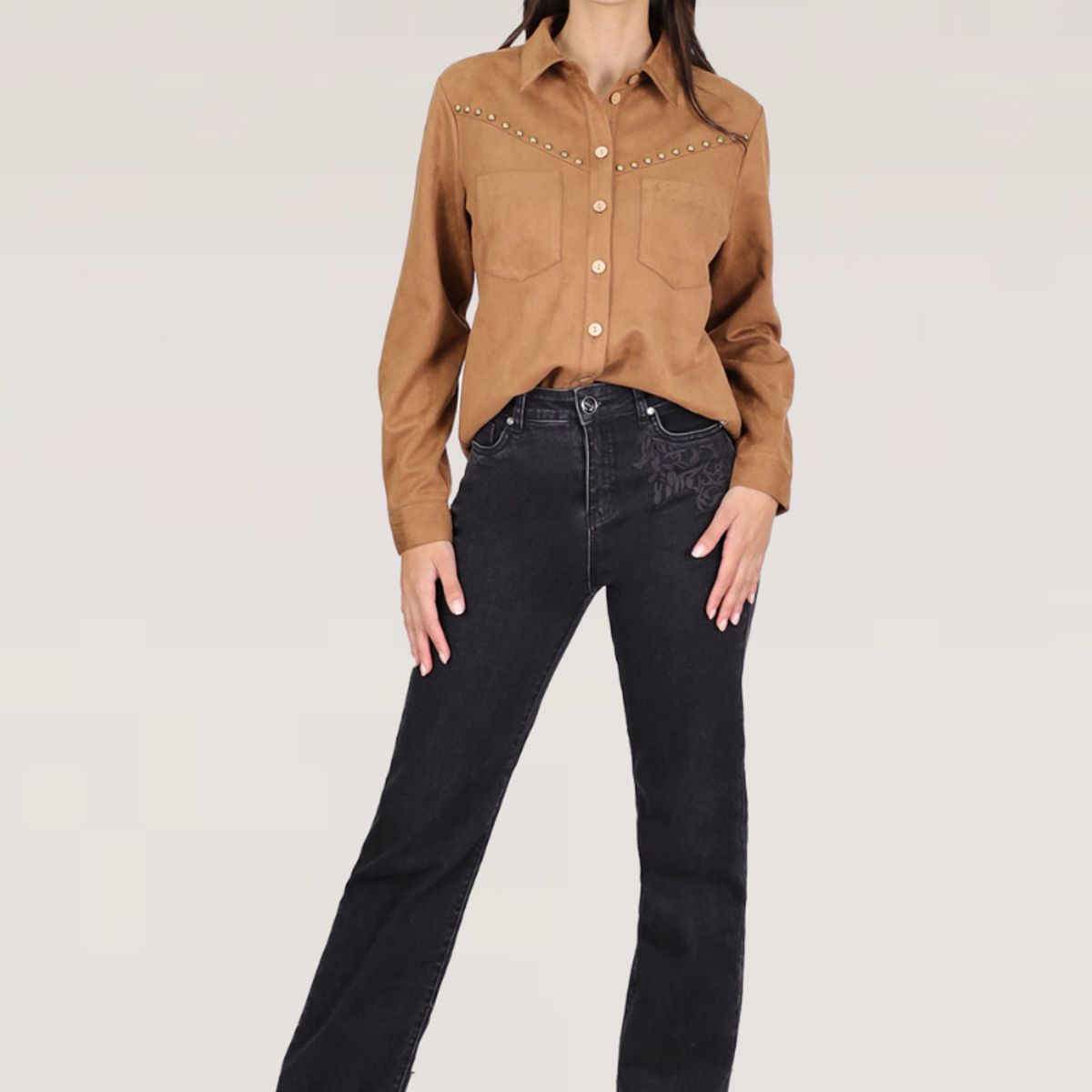 TENTATION - JEANS RECTO BORDADO T.ALTO
