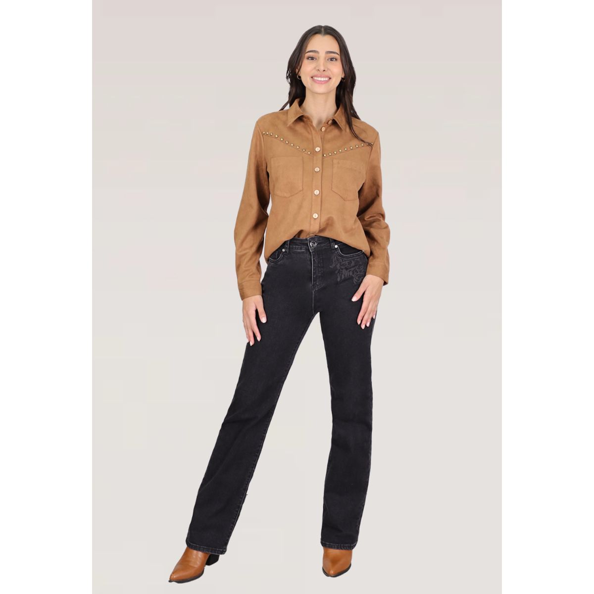 TENTATION - JEANS RECTO BORDADO T.ALTO
