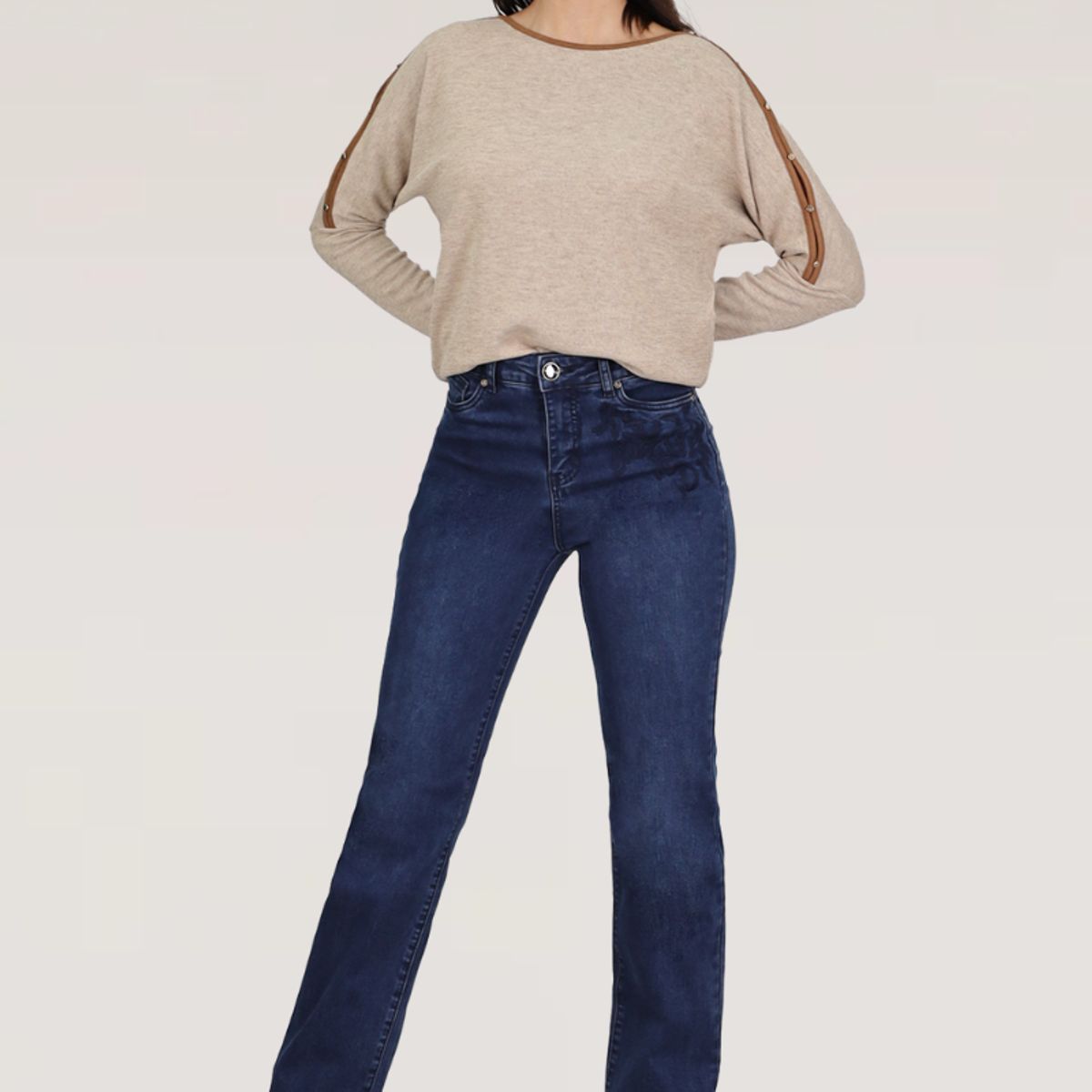 TENTATION - JEANS RECTO BORDADO T.ALTO