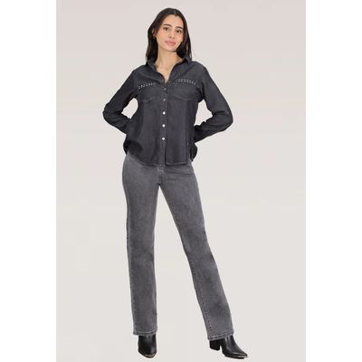 Imagen 1 del producto JEANS RECTO BORDADO T.ALTO