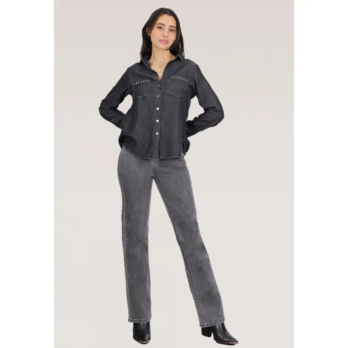 TENTATION - JEANS RECTO BORDADO T.ALTO