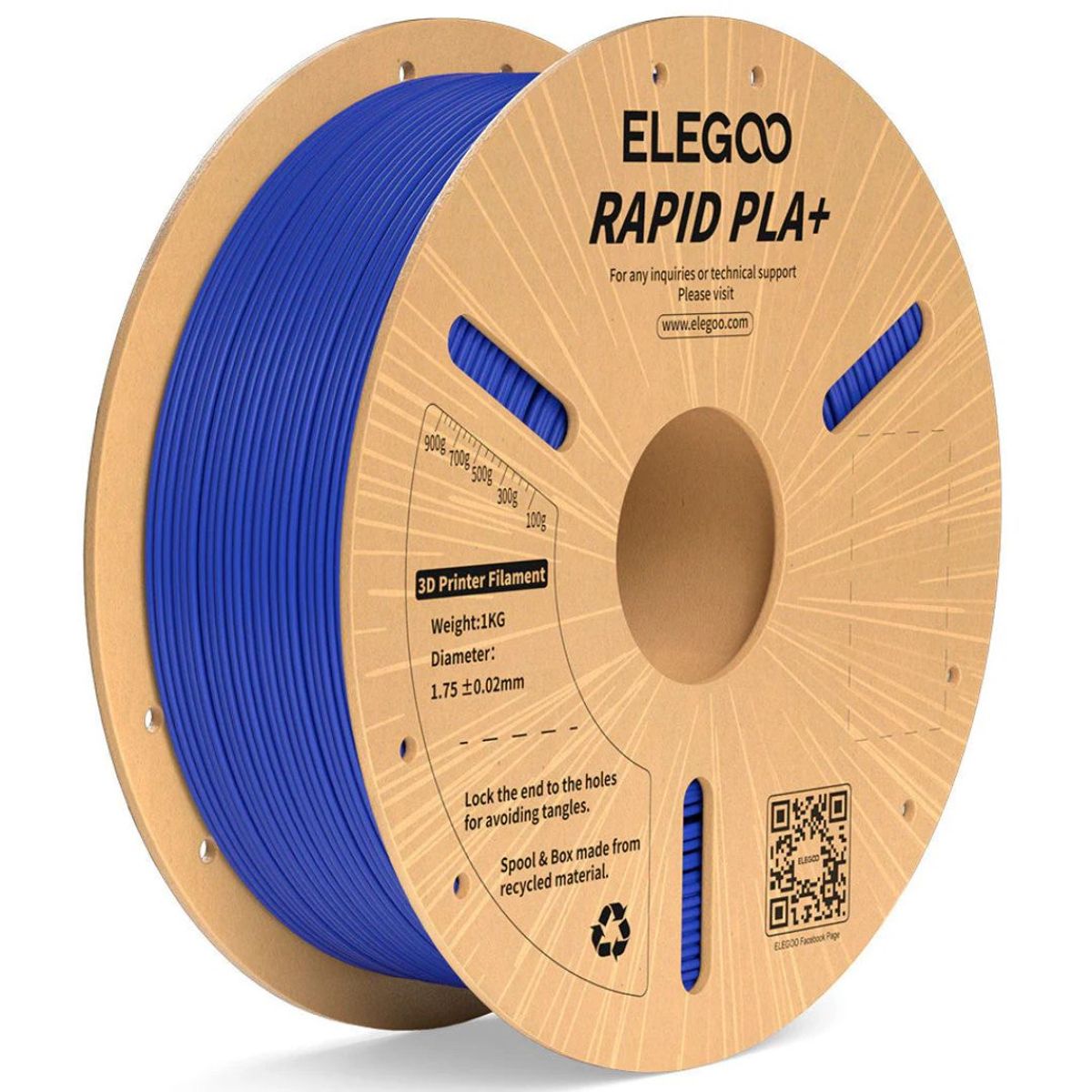 ELEGOO - Filamento PLA+ RAPID Alta Velocidad Azul 1kg Elegoo