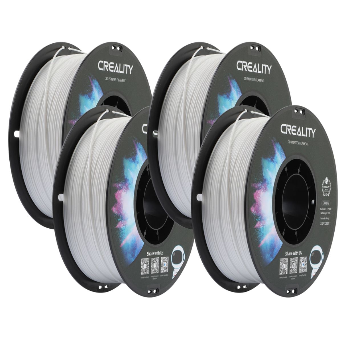 CREALITY - Filamento Pack x 4 PETG Blanco 1kg Creality Pack Listo