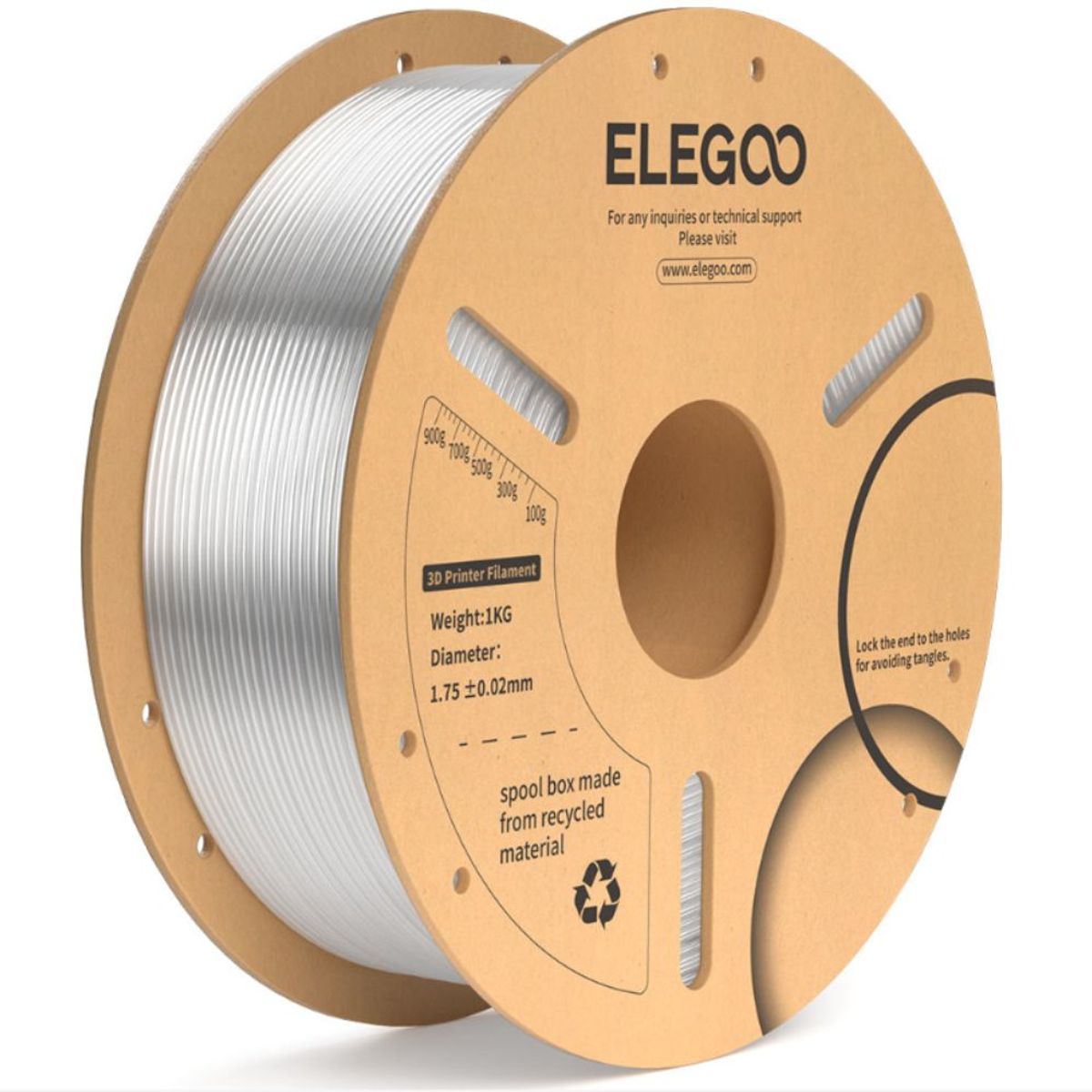 ELEGOO - Filamento PLA Transparente 1kg Elegoo - Filamentos