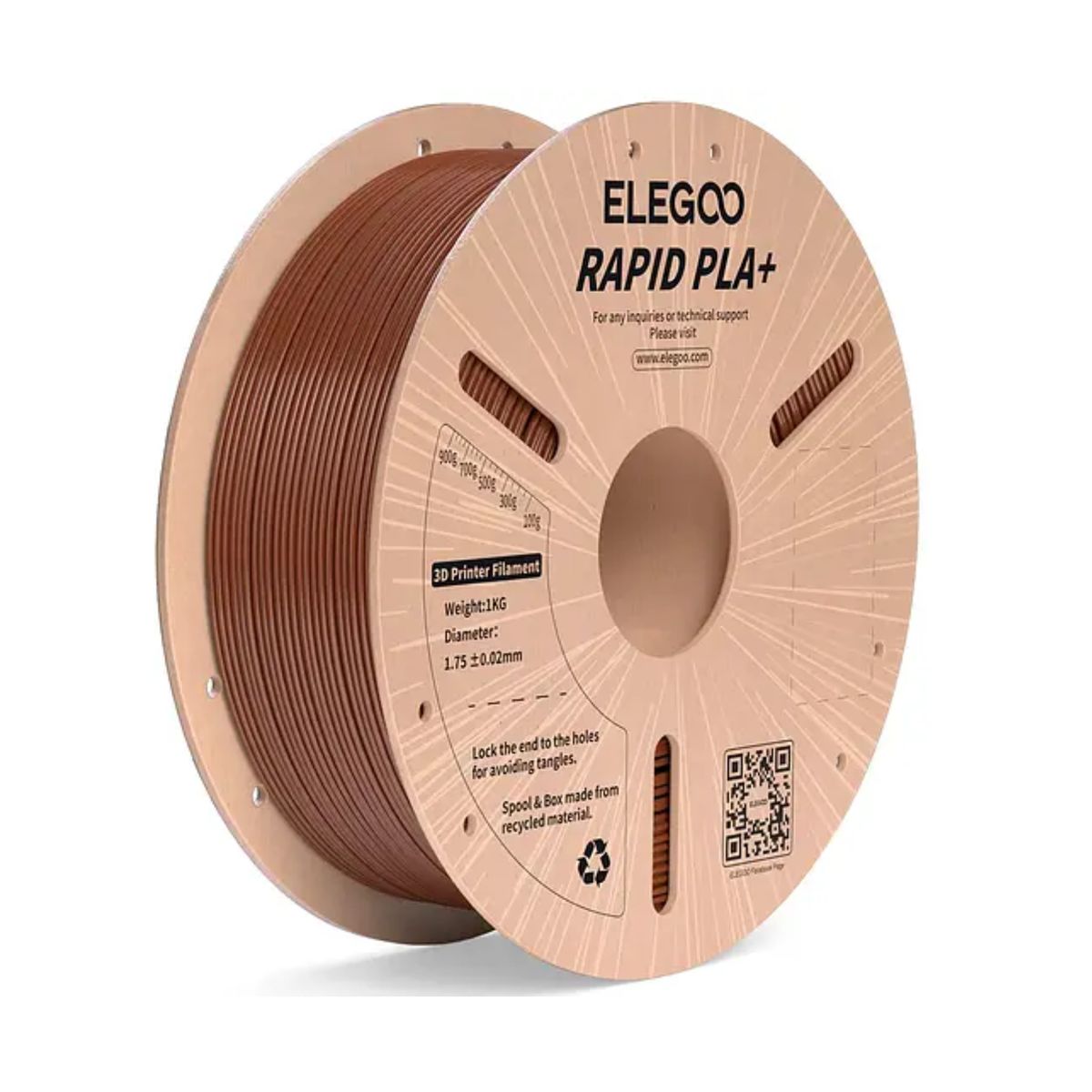 ELEGOO - Filamento PLA+ RAPID Alta Velocidad Café 1kg Elegoo