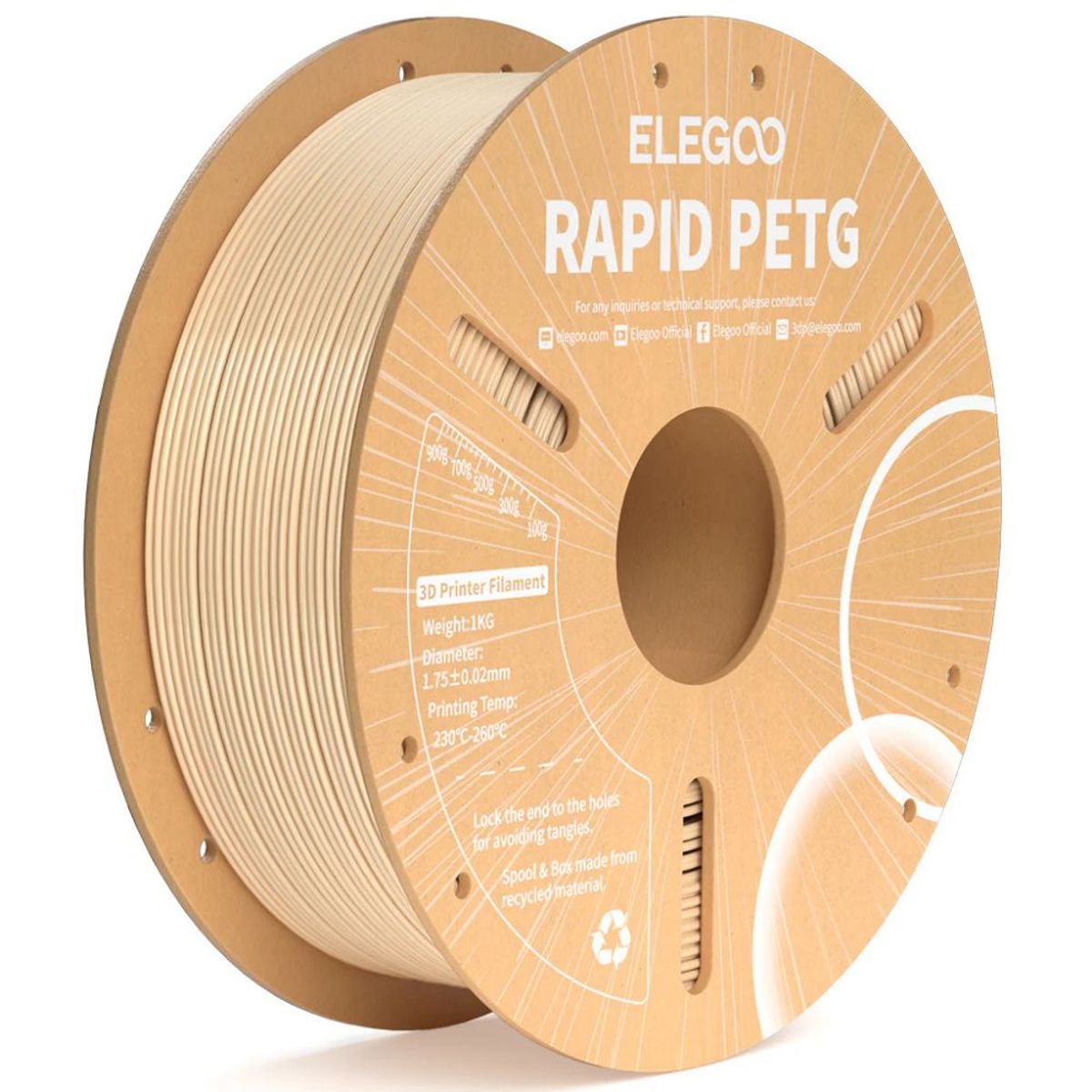 ELEGOO - Filamento PETG Alta Velocidad Beige 1kg Elegoo - Filamentos