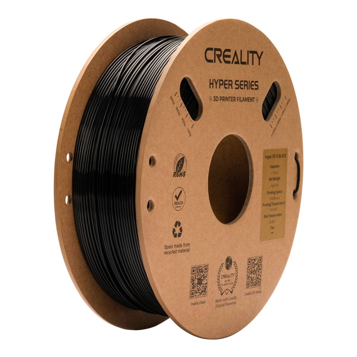 CREALITY - Filamento PETG Hyper Alta Velocidad Negro 1kg Creality