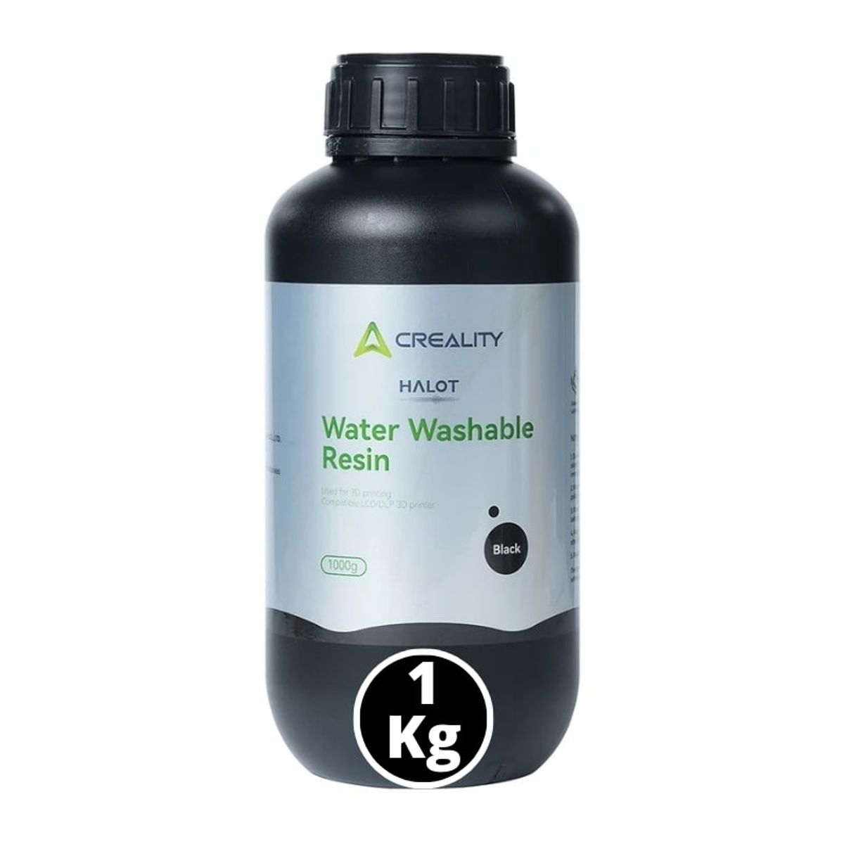 CREALITY - Resina Lavable al Agua Negra para Impresoras 3D 1000g Creality Halot - Resinas