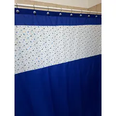 GENTILE - CORTINA DE BAÑO MEDIDA ESPECIAL COLOR AZULINO DISEÑO FLOR AZUL 200 X 200 CMS