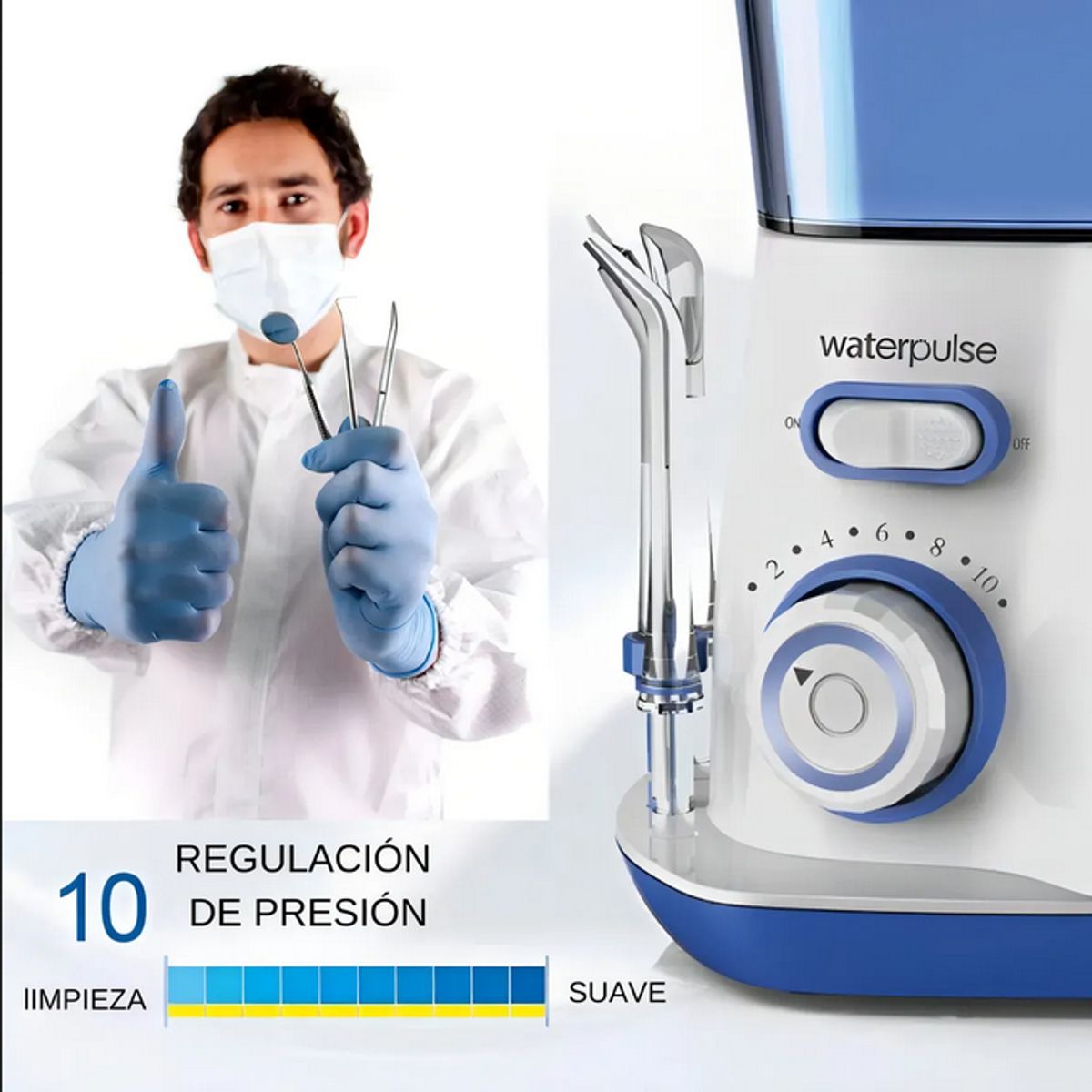 GENERICO - Irrigador Bucal Waterpulse V300 Blue Blanco