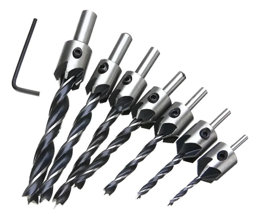 Set / Juego Brocas Piloto Avellanadora Biselado 7 Pcs