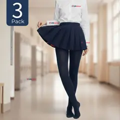 UTILISIMO - Pack 3 Ballerinas Escolares Niña Algodón Azul