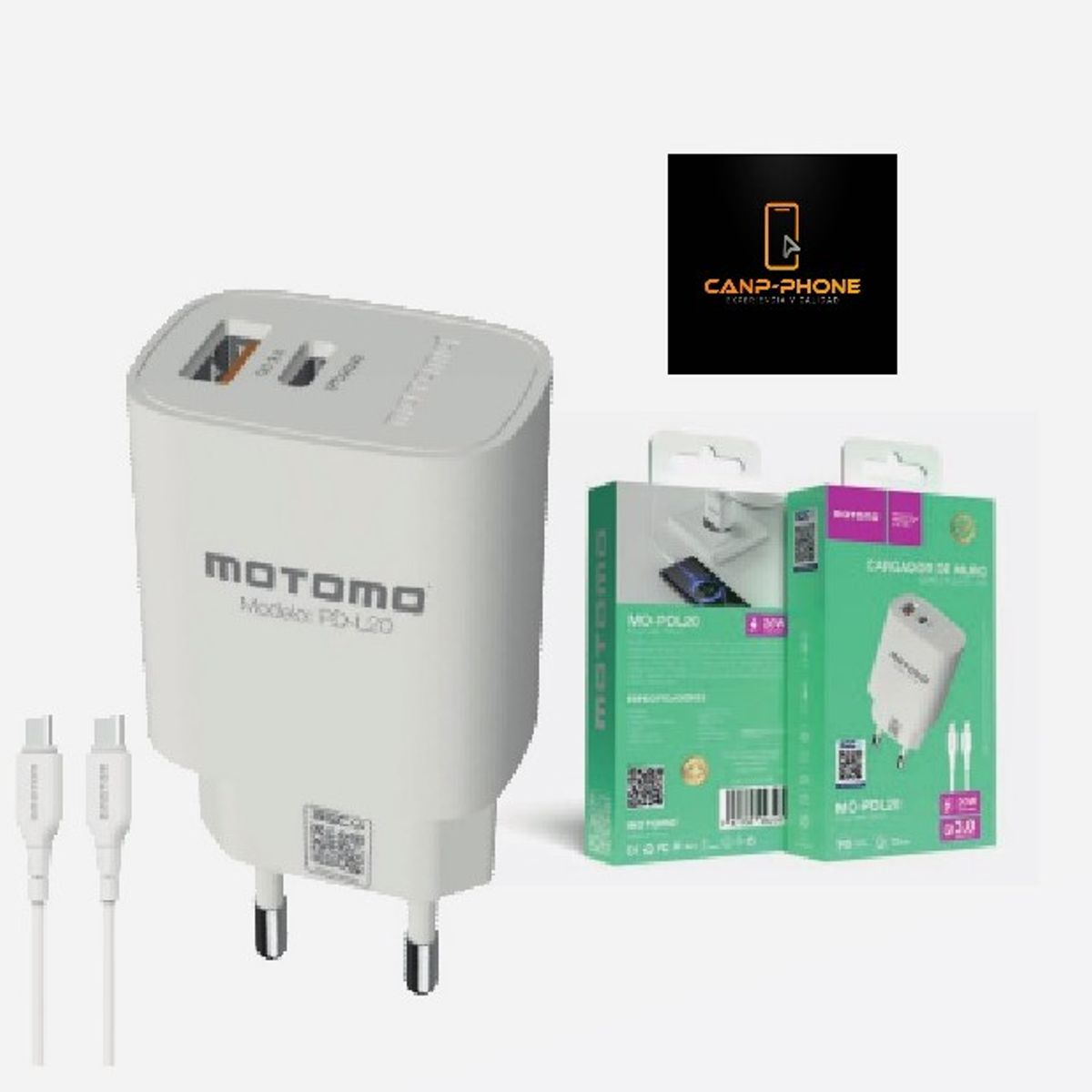 MOTOMO - CARGADOR MOTOMO MO-L20 TIPO C 20WATTS