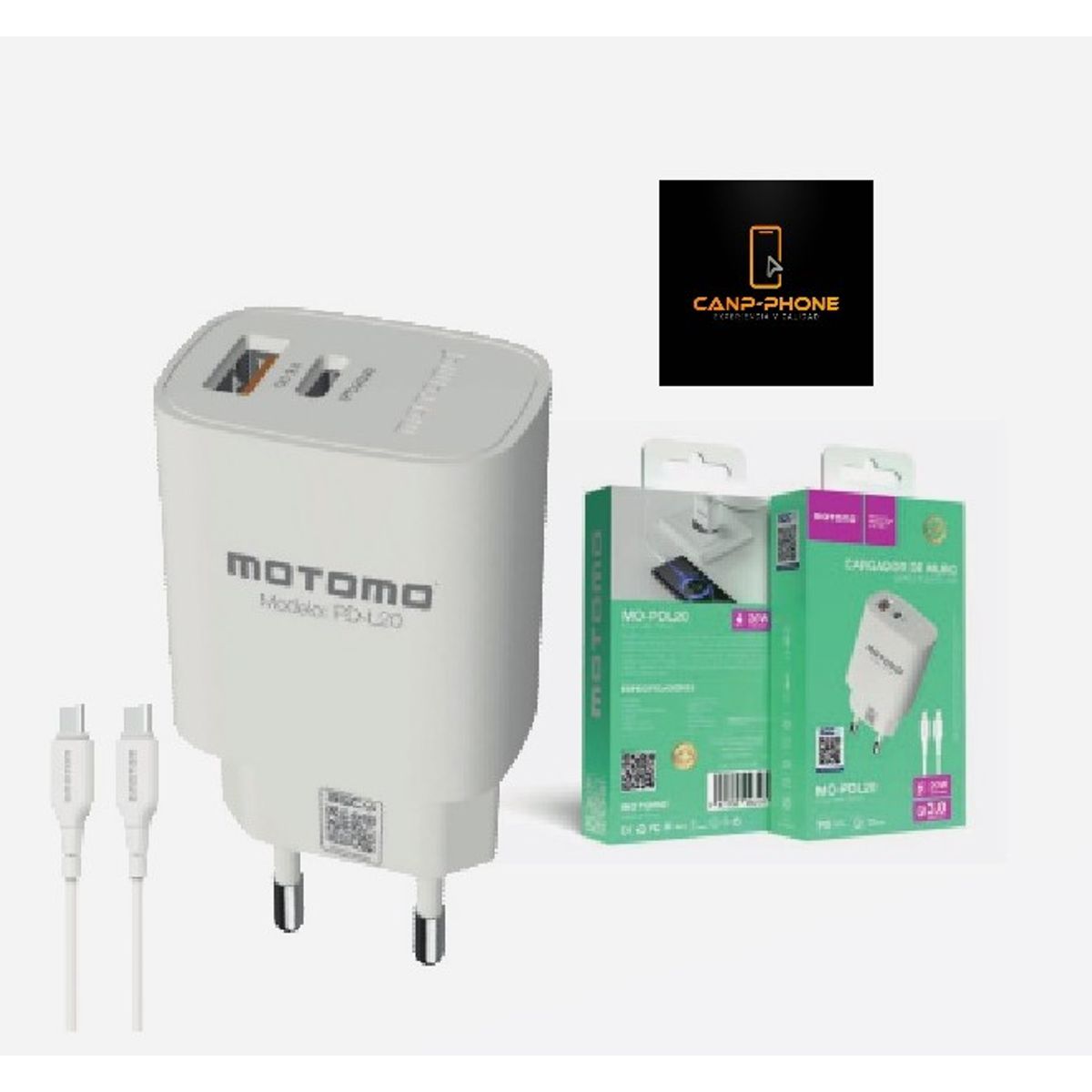 MOTOMO - CARGADOR MOTOMO MO-L20 TIPO C 20WATTS