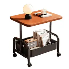 GENERICO - Mesa Mesita de Noche Velador 2 Niveles Rodante Almacenamiento Tablero Madera Negro