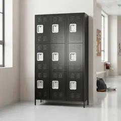 GENERICO - Casillero locker metálico black: 3 cuerpos 9 puertas