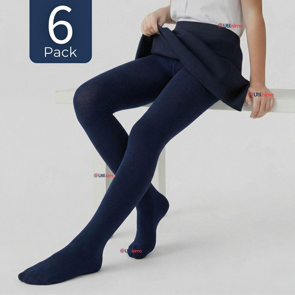 UTILISIMO - Pack 6 Ballerinas Escolares Niña Algodón Azul