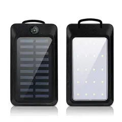 GENERICO - Batería Externa Carga Solar Power Bank 20000mah Lámpara Usb Negro