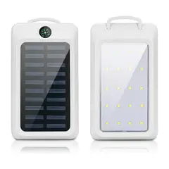 GENERICO - Batería Externa Carga Solar Power Bank 20000mah Lámpara Usb Blanco