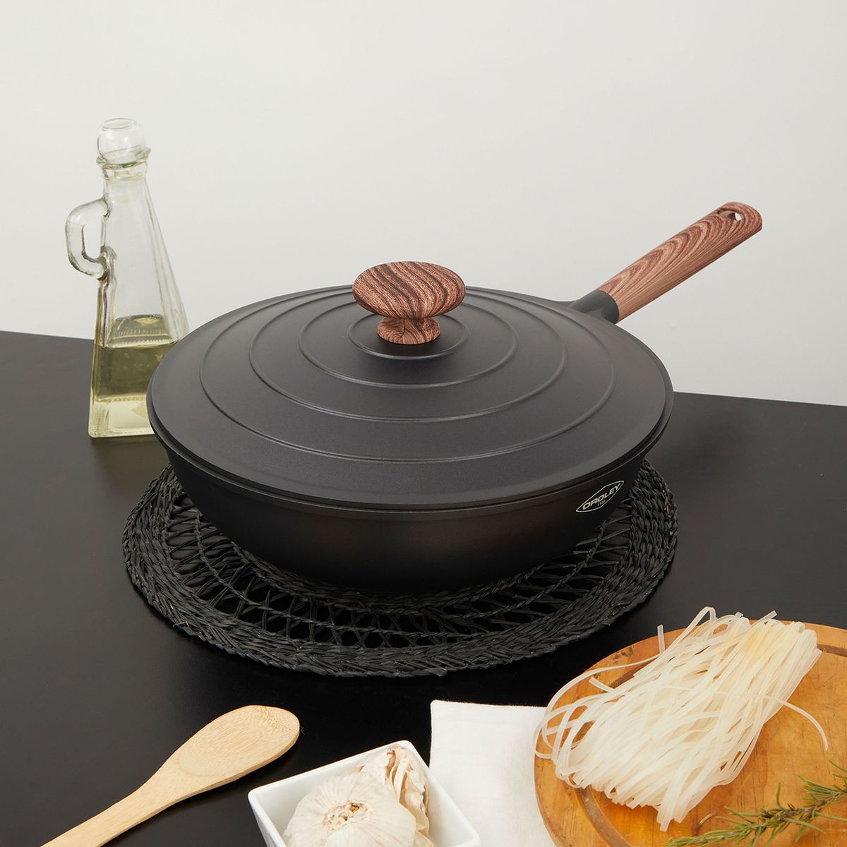 OROLEY - Wok con tapa, Oroley, color negro, modelo Eco Nature, 30cm