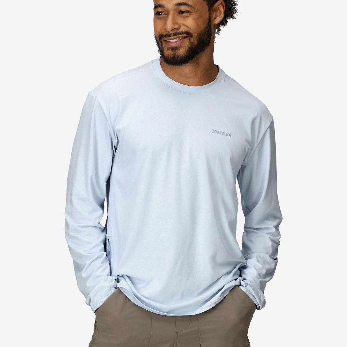 MARMOT - Polera Hombre Airexchange Upf 50 Crew Ls Blanco Marmot