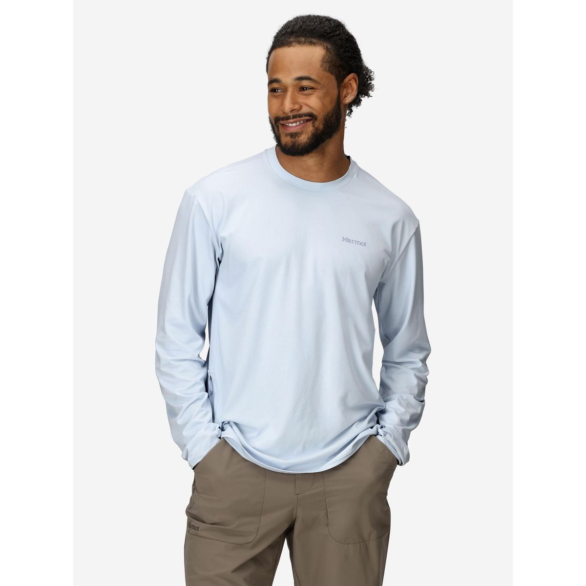MARMOT - Polera Hombre Airexchange Upf 50 Crew Ls Blanco Marmot
