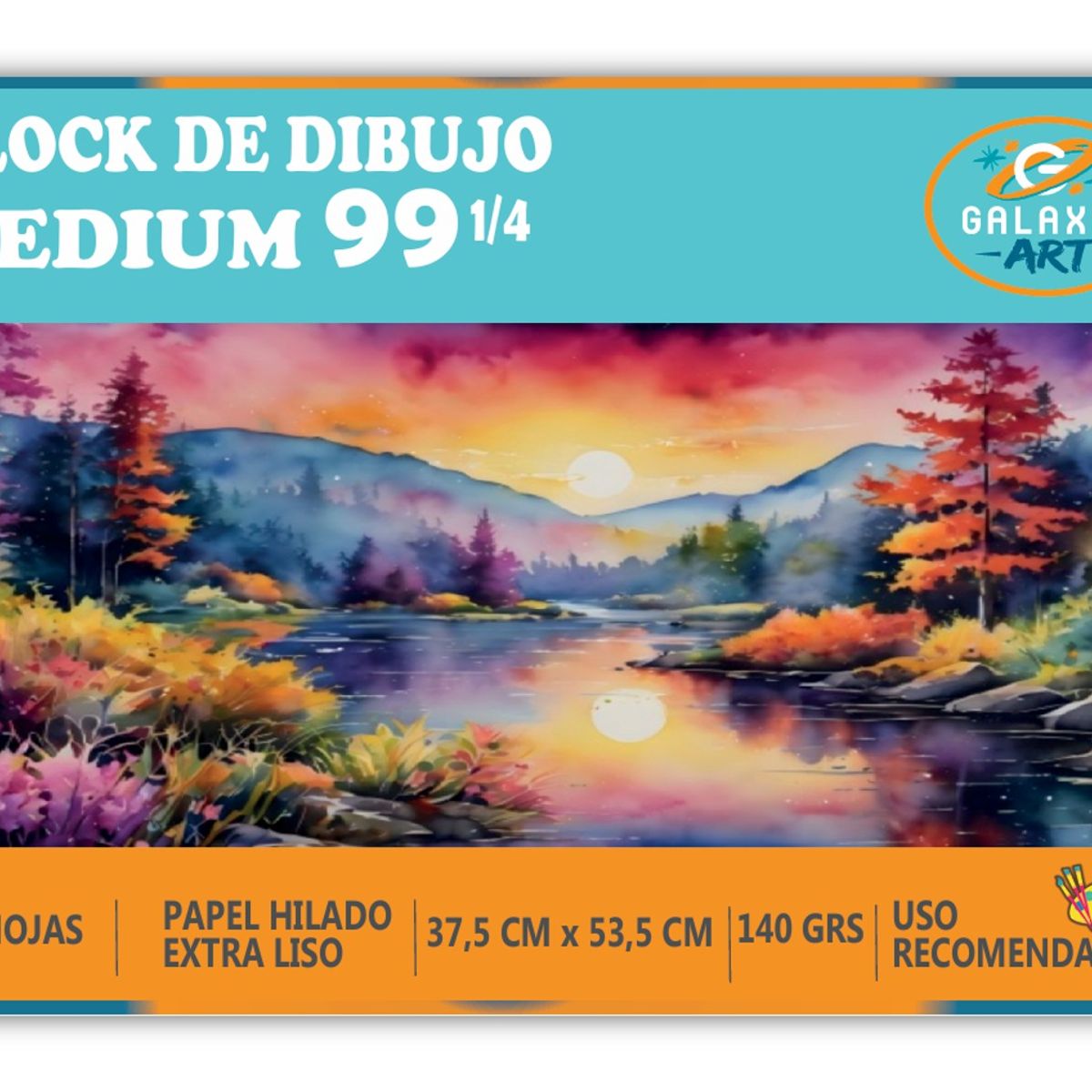 GENERICO - Block De Dibujo Medium 99 1/4 De 20 Hojas Galaxia Art