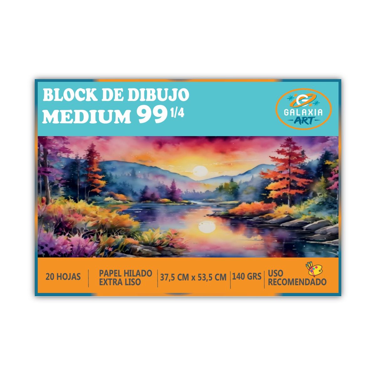GENERICO - Block De Dibujo Medium 99 1/4 De 20 Hojas Galaxia Art