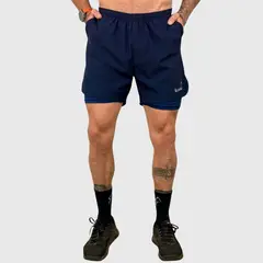 KONKO ACTIVE - Short Deportivo Hombre Con Calza 2 en 1 Hyperflex Blue Azul Konko