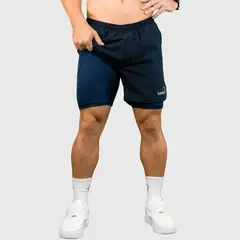KONKO ACTIVE - Short Deportivo Hombre Con Calza 2 en 1 Hyperflex Blue Azul Konko
