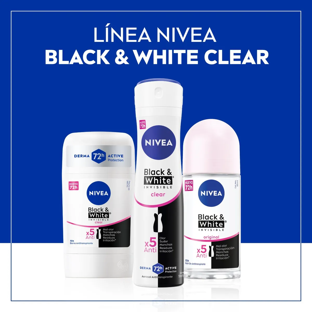 NIVEA - NIVEA Desodorante Black & White Clear Spray 150 ml
