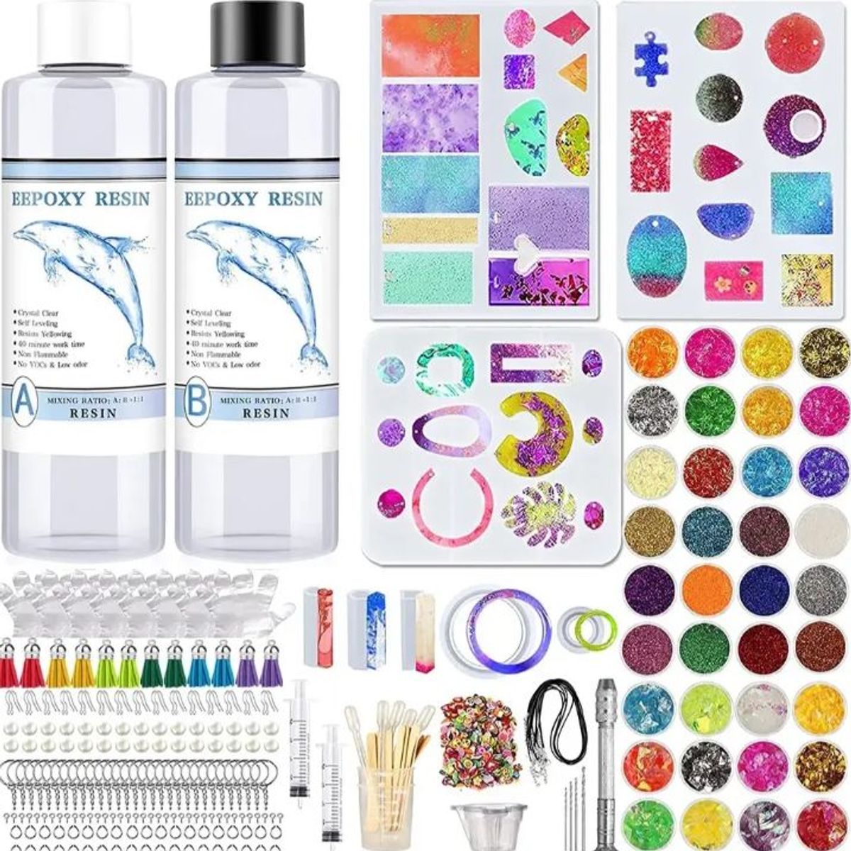 GENERICO - Kit Resina Epoxica 278 Pcs , Manualidades Joyas