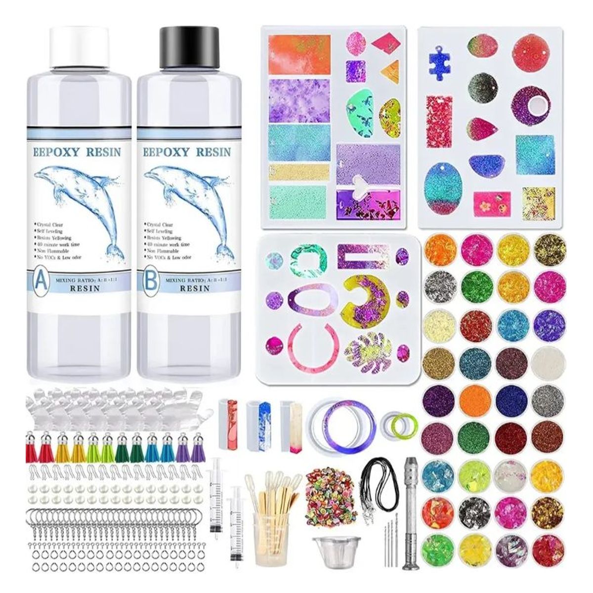 GENERICO - Kit Resina Epoxica 278 Pcs , Manualidades Joyas