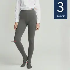 UTILISIMO - Pack 3 Ballerinas Elasticadas Escolares Niña Algodón Gris