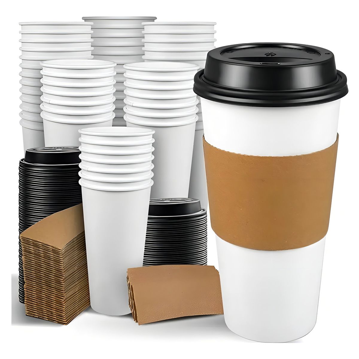 GENERICO - Vaso Cafe Con tapa y manga 100und