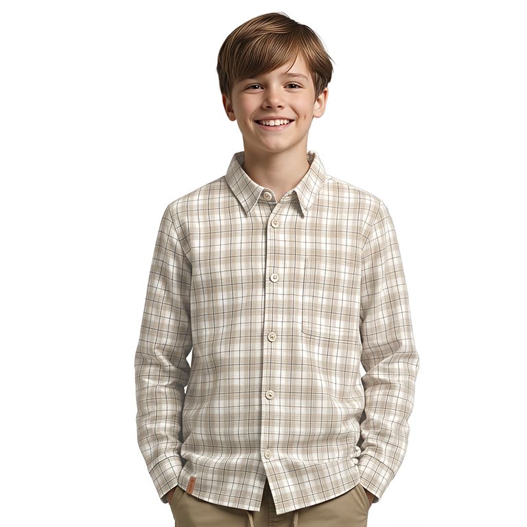 Camisa Manga Larga Nino Beige 4