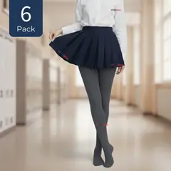 UTILISIMO - Pack 6 Ballerinas Elasticadas Escolares Niña Algodón Gris