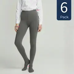 UTILISIMO - Pack 6 Ballerinas Elasticadas Escolares Niña Algodón Gris