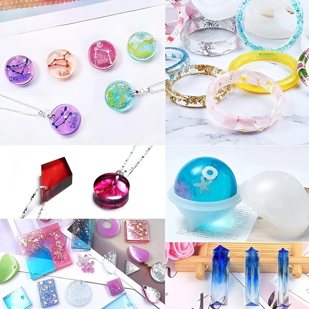 GENERICO - Kit Resina Moldes De Resina Epoxica Artesanias Aros 85pcs Moldes De Silicona Para Hacer Joyas Artesanias Manualidades