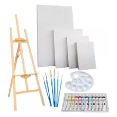 GENERICO - Set De Atril 1,50 + Bastidores + Pinceles + Pinturas +paleta