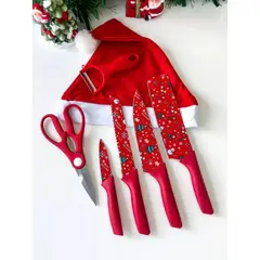 GENERICO - Juego de cuchillos de cocina con diseño navideño